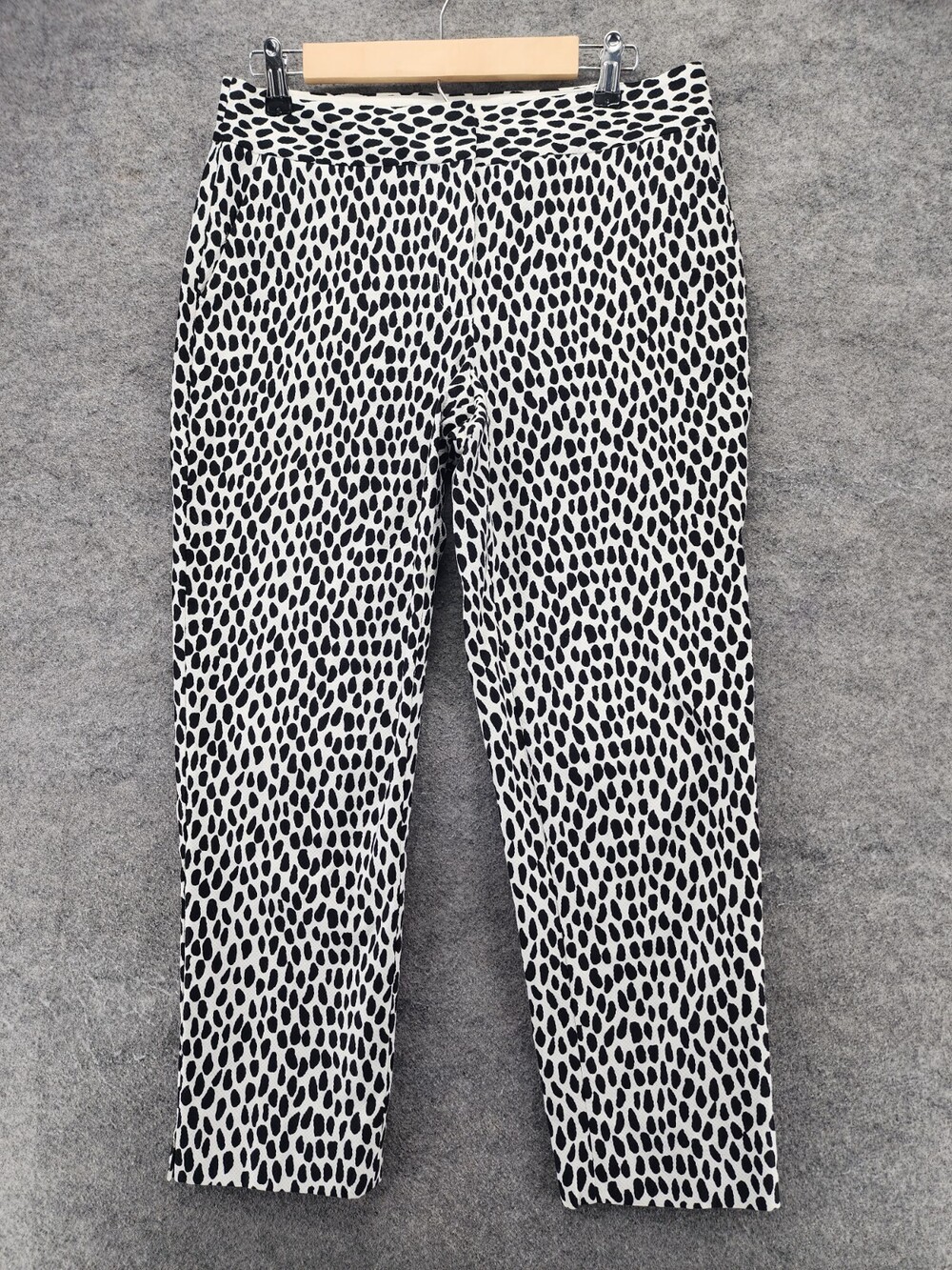 Talbots Pants Womens 6 Slim Crop White Black Mid Rise
